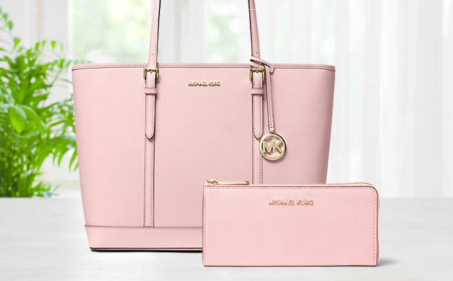 Michael Kors Jet Set Tote and Wallet in Powder Blush Color