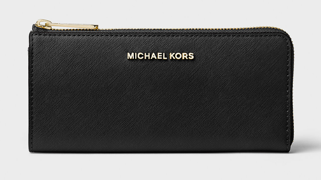 Michael Kors Jet Set Travel Large Saffiano Leather Quarter Zip Wallet