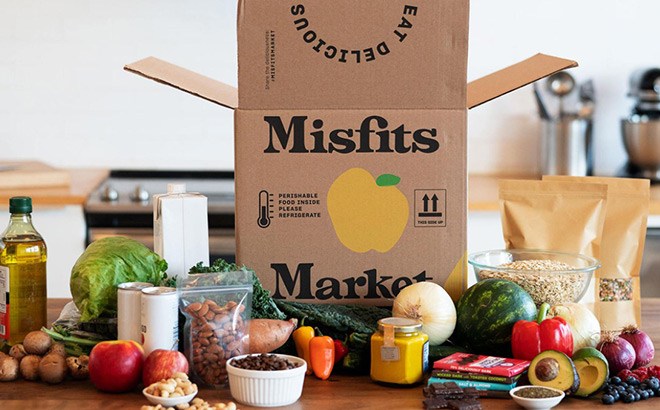 Misfits Market Box with Organic Produce All Around It