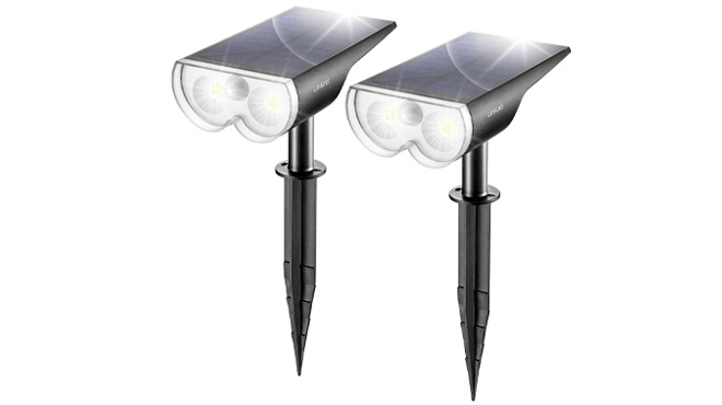 Motion Sensor Solar Lights 2 Pack on White Background