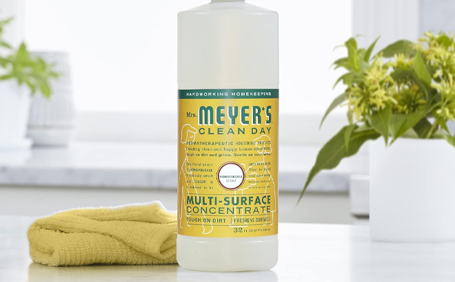 Mrs Meyers Clean Day Multi Surface Cleaner Concentrate on a Kitchen Counter
