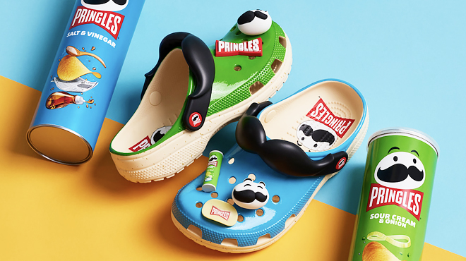 NEW Pringles x Crocs Classic Clogs in Blue and Green Pair