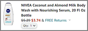 NIVEA Coconut and Almond Milk Body Wash at Amazon