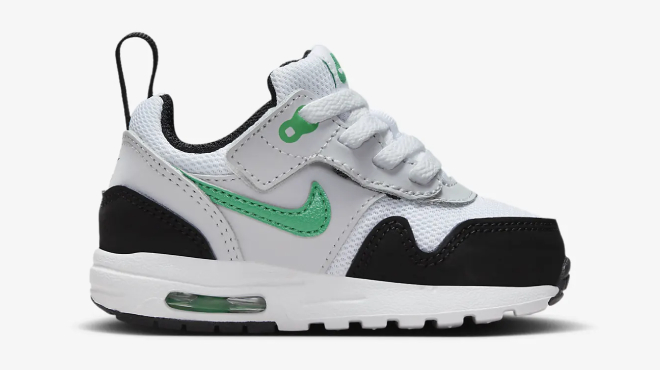 Nike Air Max 1 EasyOn Baby Toddler Shoes in Black Green Colorway