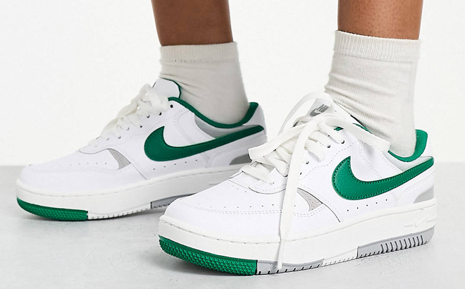 Nike Gamma Force Sneakers in White and Malachite Green