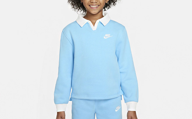 Nike Girls Sportswear Club Fleece Polo Top