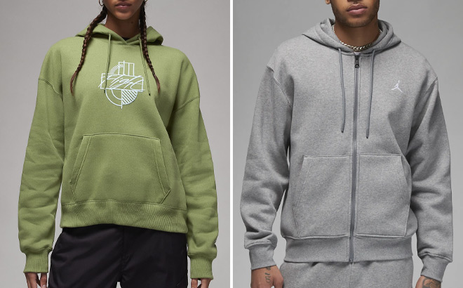 Nike Womens Jordan Brooklyn Fleece Graphic Hoodie and Mens Fleece Hoodie