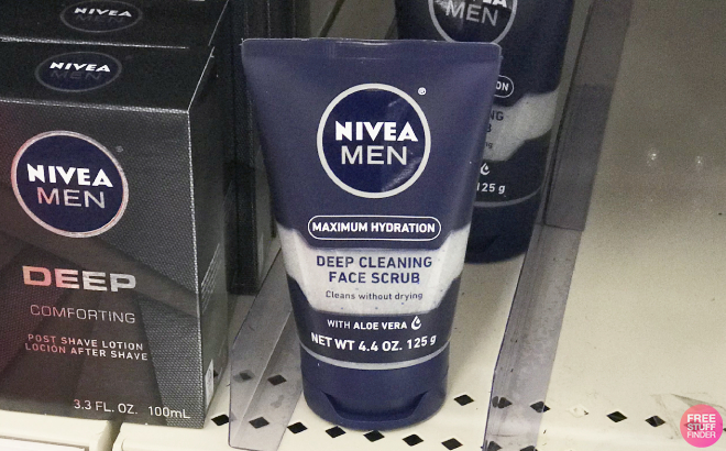 Nivea Mens Deep Cleaning Face Scrub on Shelf
