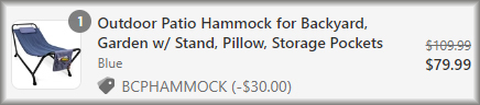 Outdoor Patio Hammock Checkout Screen