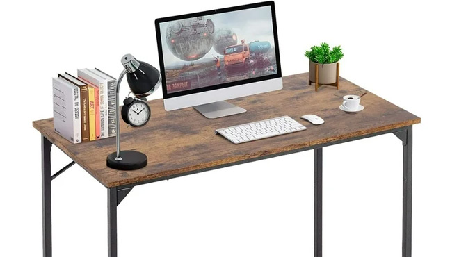 Paylesshere 39 inch Computer Desk with Computer and Books on Top