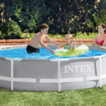 People Playing in the Intex Family Pool