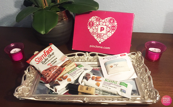 PinchMe Box and Serving Tray with Products in it