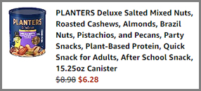 Planters Deluxe Salted Mixed Nuts at Amazon