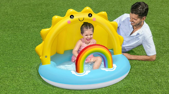 Play Day Sun Shaded Round Inflatable Baby Pool