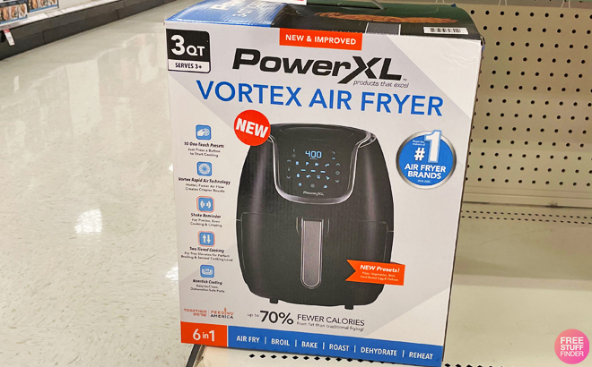 PowerXL 3 Quart Vortex Classic Air Fryer on a Shelf