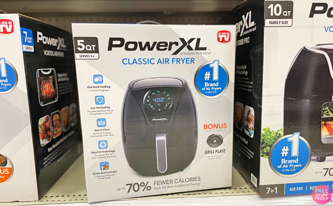 PowerXL 5 Quart Vortex Classic Air Fryer on a Shelf