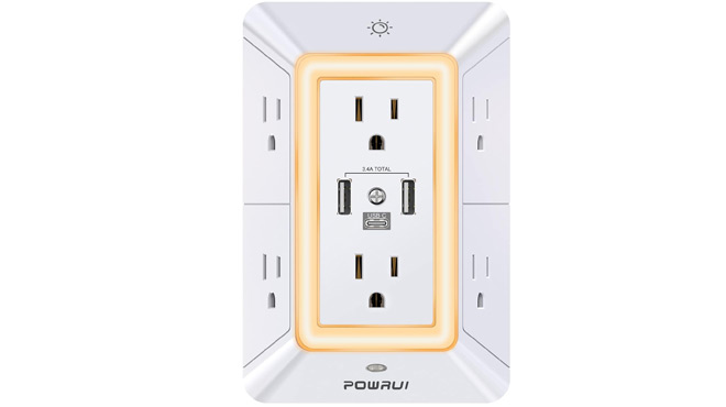 Powrui 6 Outlet Extender with 3 USB Ports