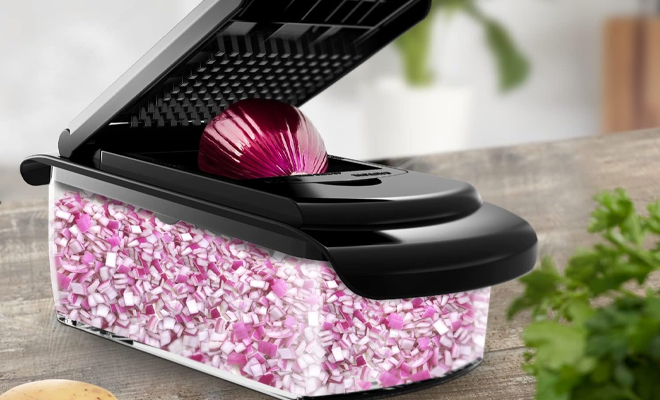 PrepNaturals Vegetable Chopper with Container on a Kitchen Counter