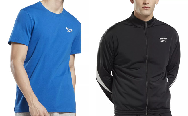 Reebok Mens Tshirt in Blue and Mens Track Jacket in Black