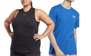Reebok Womens Plus Size Top in Black and Mens Tshirt in Blue