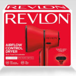 Revlon Airflow Control Hair Dryer Box on a Gray Background