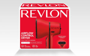 Revlon Airflow Control Hair Dryer Box on a Gray Background