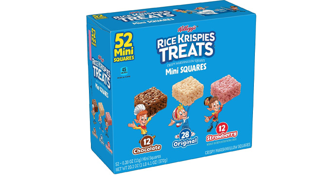 Rice Krispies Treats Mini Squares Bars 52 Count Pack on White Background