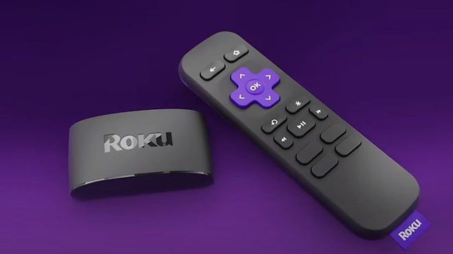 Roku Express New HD Streaming Device on a Purple Background