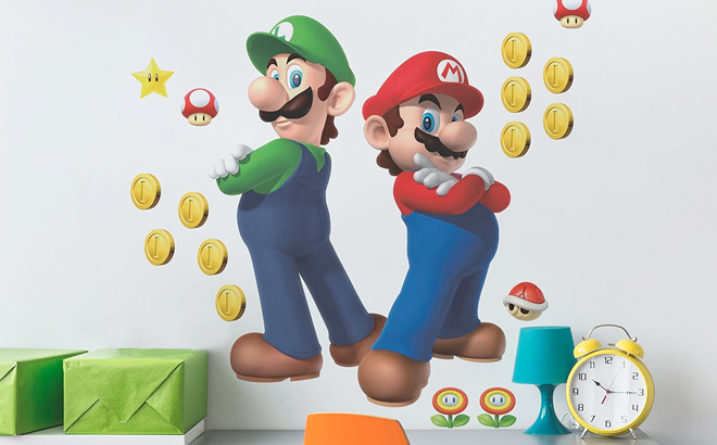 RoomMates RMK5223GM Super Luigi and Mario Peel and Stick Wall Decals