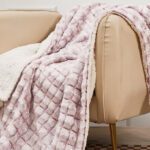 Royal Luxe Reversible Micromink to Faux Sherpa Throw in Pale Pink