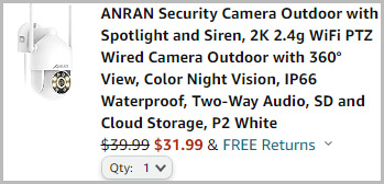 Security Outdoor Camera at Checkout