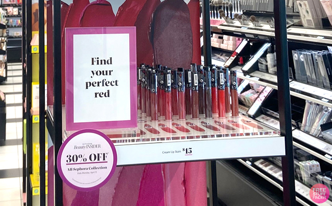 Sephora Collection Cream Lip Stain Liquid Lipstick on a Product Stand