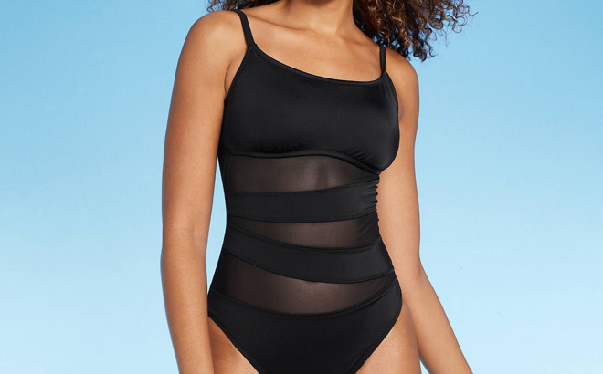 Shade Shore Womens Mesh Front One Piece Swimsuit