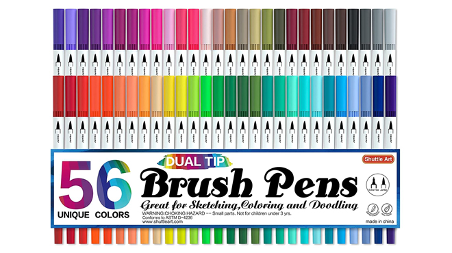 Shuttle Art Dual Tip Brush Markers 56 Count Shuttle Art Dual Tip Brush Markers 56 Count