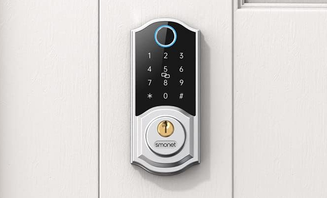 Smart Front Door Lock on a Door