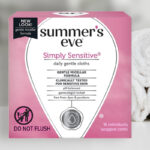 Summers Eve Cleansing Cloths Simply Sensitive 16 Count on a Bathroom Counter