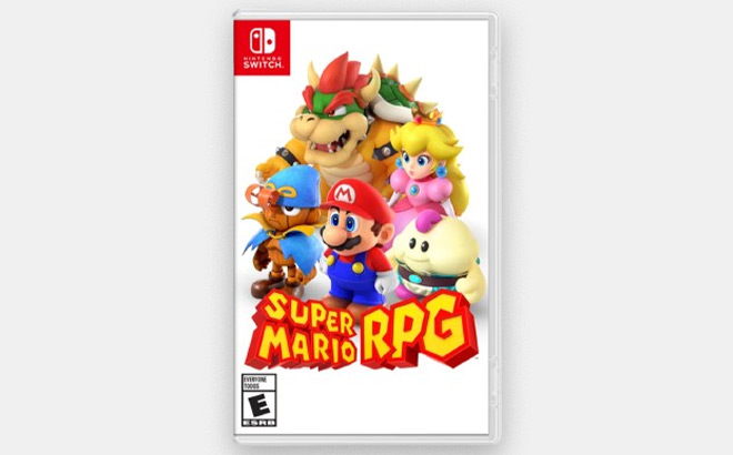 Super Mario Bros RPG for Nintendo Switch on a Light Grey Background