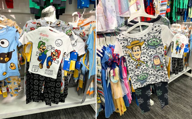 Super Mario Fictitious Character Snug Fit Pajama Set and Disney Toy Story Snug Fit Pajama Set