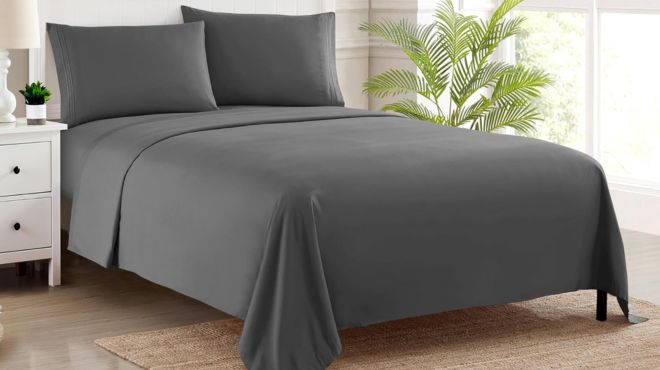 Sweet Home Queen Size Bed Sheets 4 Piece Gray