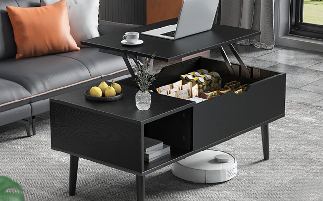 Sweetcrispy Lift Top Coffee Table in black color