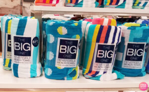 The Big One Beach Towels on a Shelf at Kohls