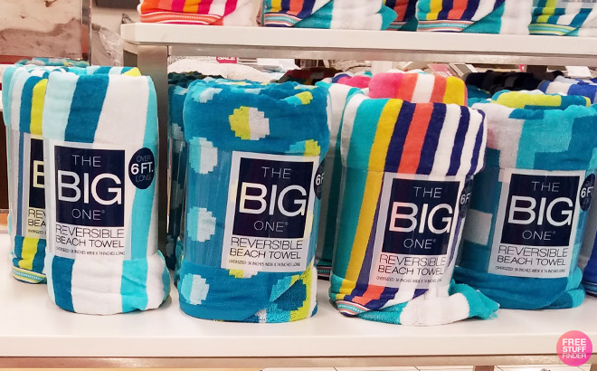 The Big One Beach Towels on a Shelf at Kohls