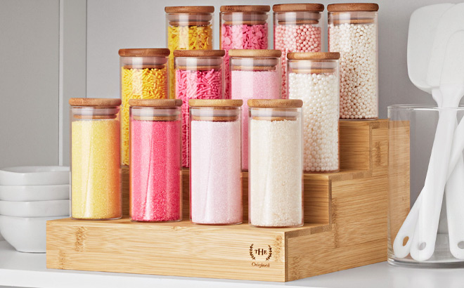 The Home Edit 3 Tier Bamboo Riser 2 Pack The Home Edit 3 Tier Bamboo Riser 2 Pack