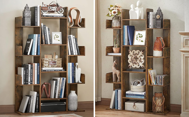 Tree Shaped Bookcase with 13 Storage Shelves