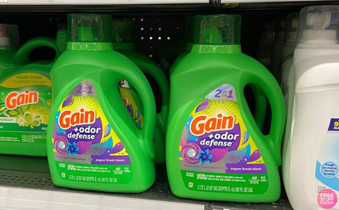 Two Gain Laundry Detergents on Shelf