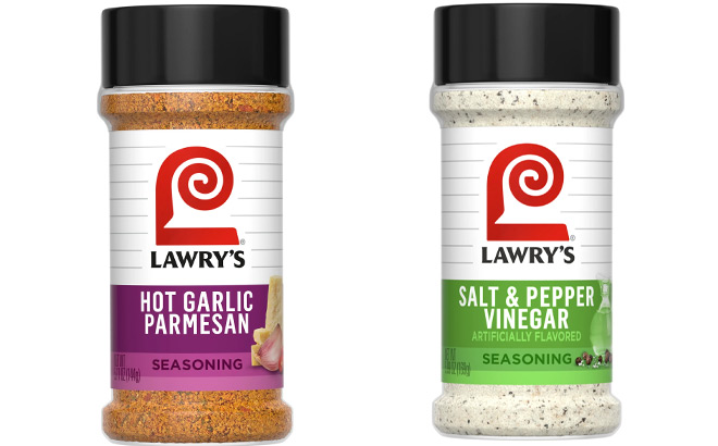Two Lawrys Seasoning Hot Garlic and Salt and Pepper