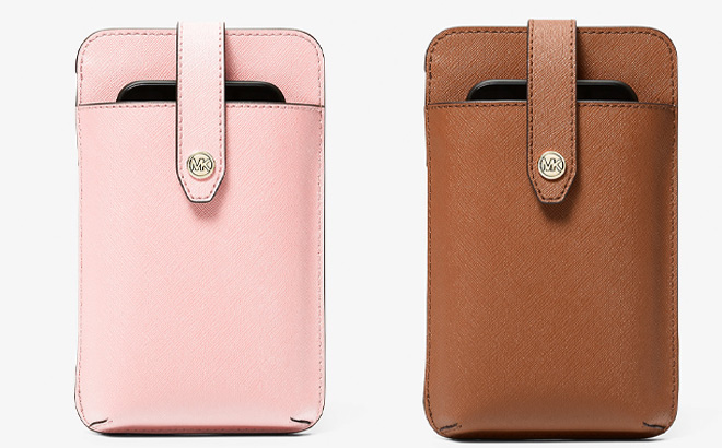 Two Michael Kors Saffiano Leather Smartphone Crossbody Bag