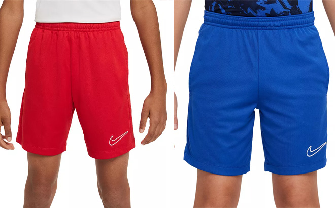 Two Nike Boys Training Shorts in Red and Blue