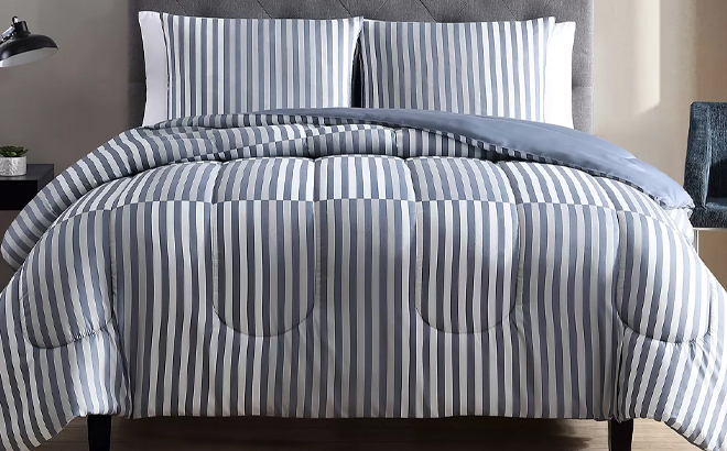 Tyson 3 Piece Reversible Comforter Set on a Bed Tyson 3 Piece Reversible Comforter Set on a Bed