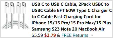 USB C To USB C Cable 2 Pack Checkout